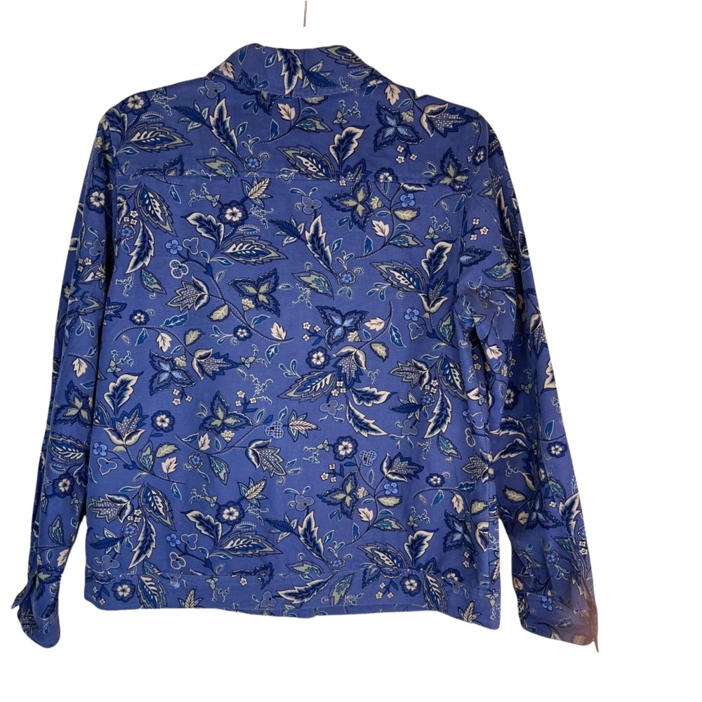 Appleseeds Floral Button Down Jacket Blue Flowers… - image 3